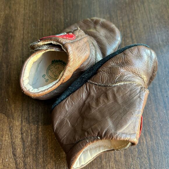 Livie and Luca 0-6 month leather shoes booties mushrooms - Picture 3 of 7